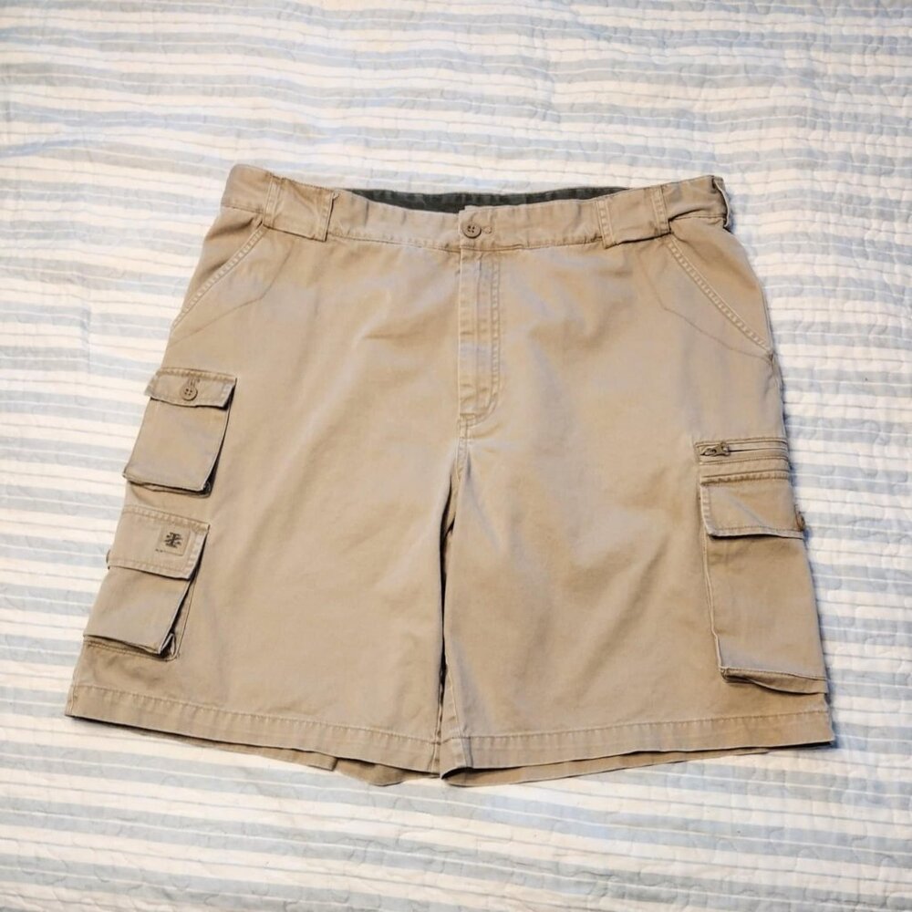 IZOD Cargo Shorts Casual Khaki Tan Mens Hiking Fishing Outdoor Size 40